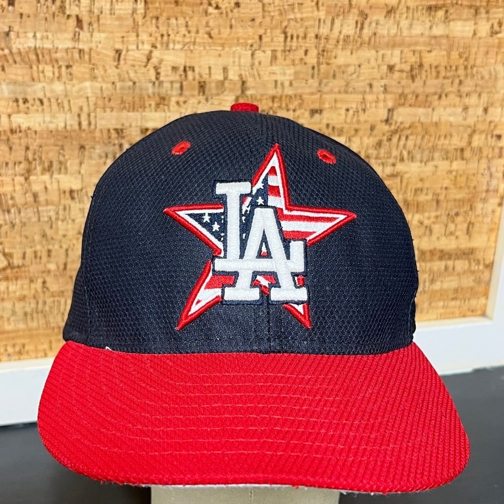 New Era 59FIFTY‎ Los Angeles Dodgers Stars and Stripes Fitted Hat 7 1/8 Navy Red